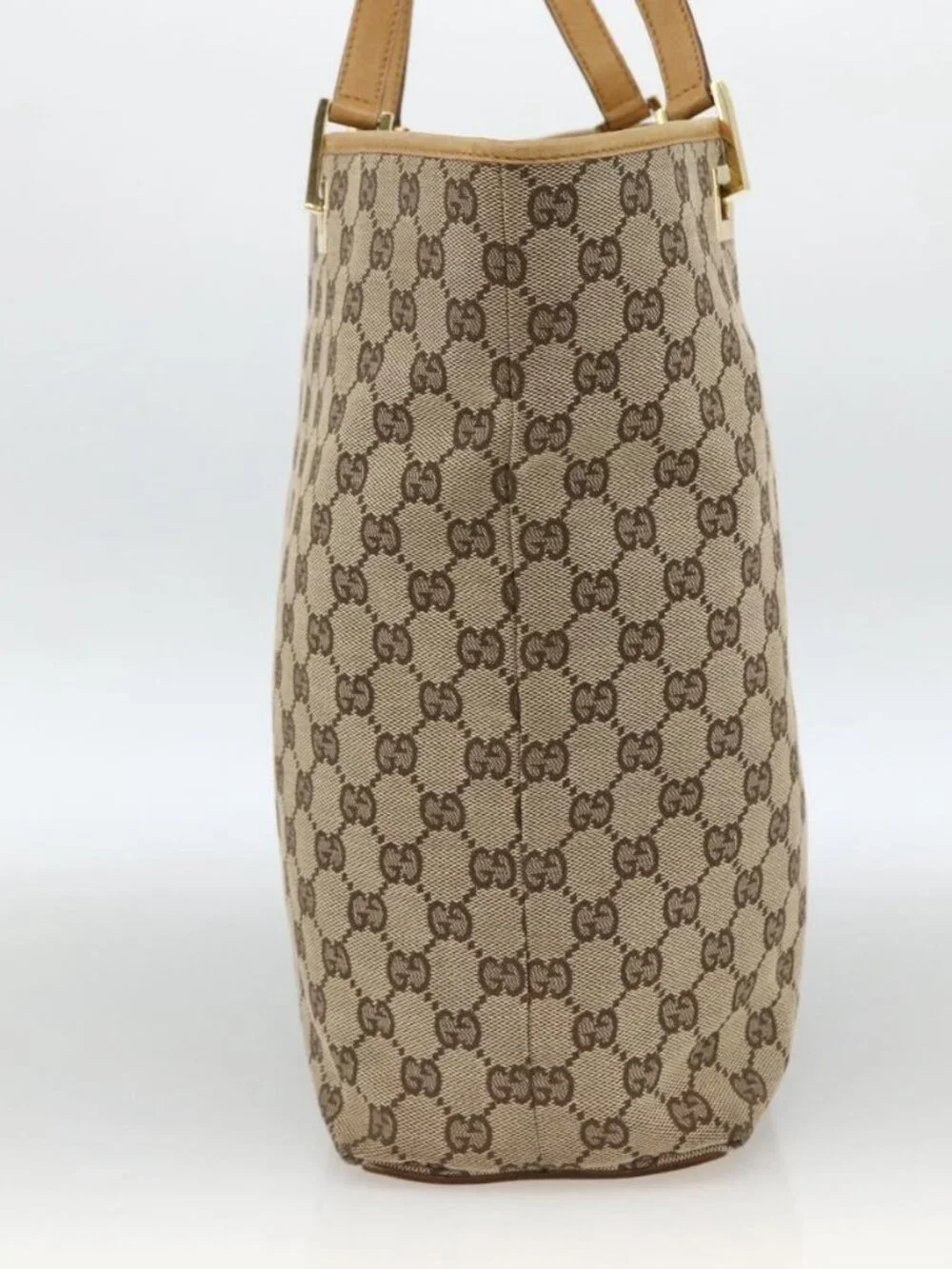 GUCCI GG Canvas Tote Bag Beige Gold 002 1098 2404 Auth ka2901